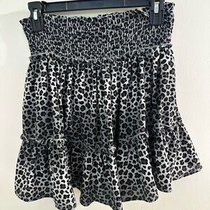 White Smocked Bubble Mini Skirt